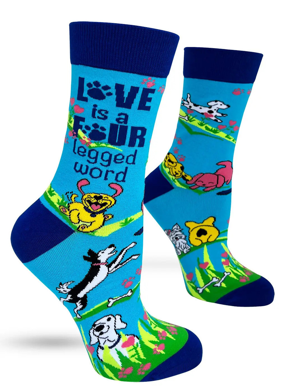 FD3 | Fabdaz Women's Novelty Crew Socks | Love Four Legged Word | Size 5-10